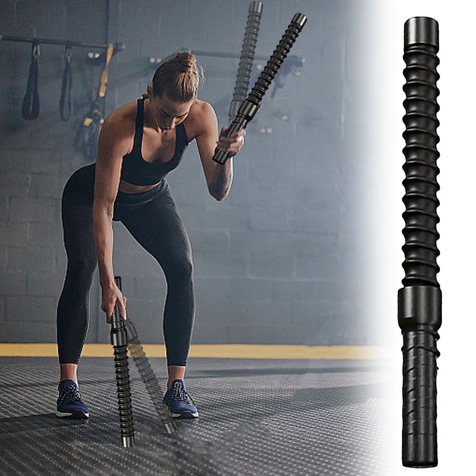 Cordless Battle Rope for at Home Gym Fitness Strength Training Physical Exercise and Muscle Building Needs