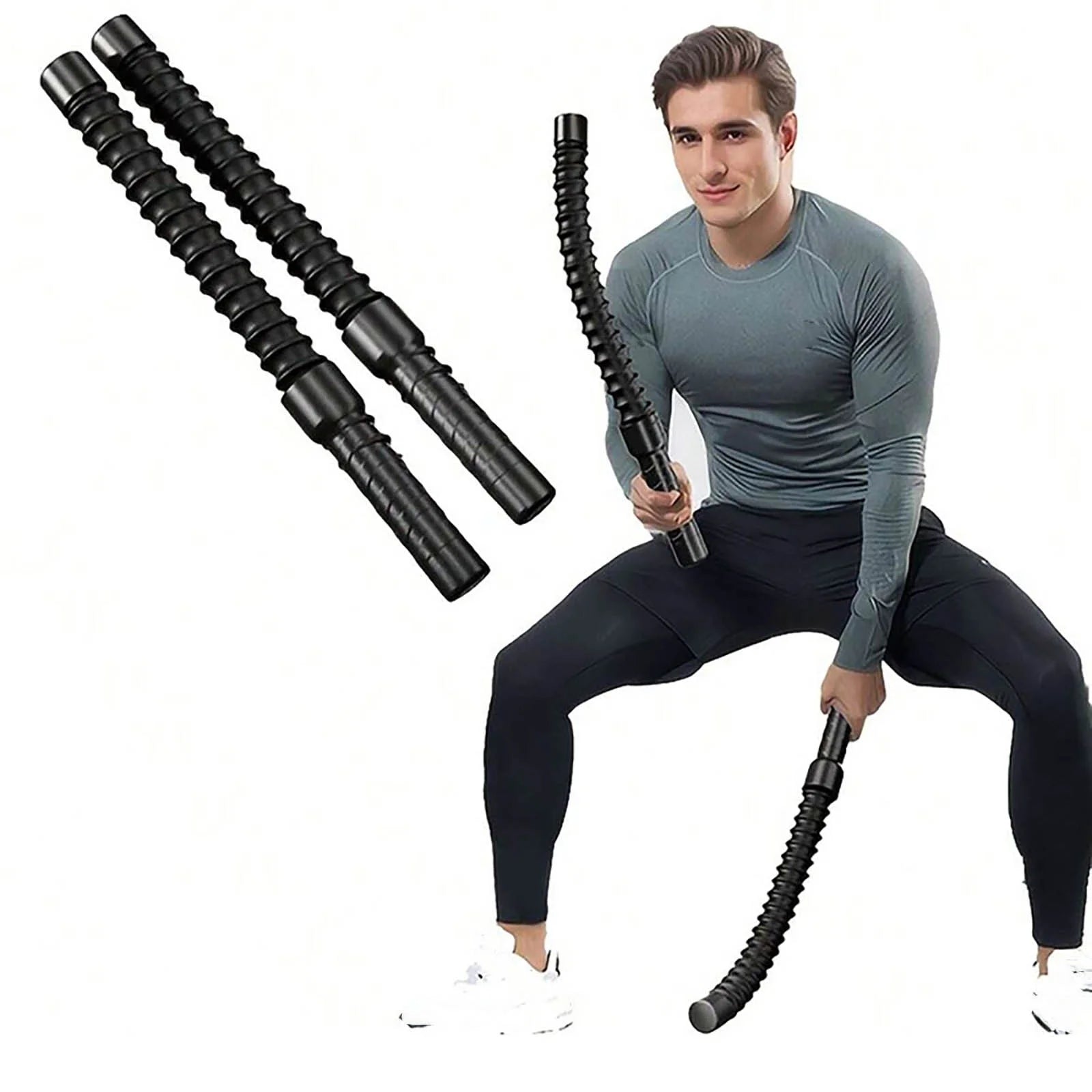 Cordless Battle Rope for at Home Gym Fitness Strength Training Physical Exercise and Muscle Building Needs